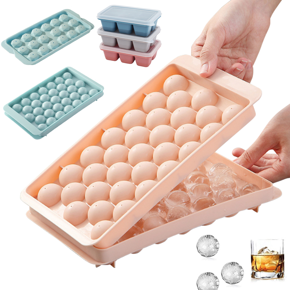 Coaster Mold Round - 뚜껑이있는 3D 라운드 아이스 큐브 트레이