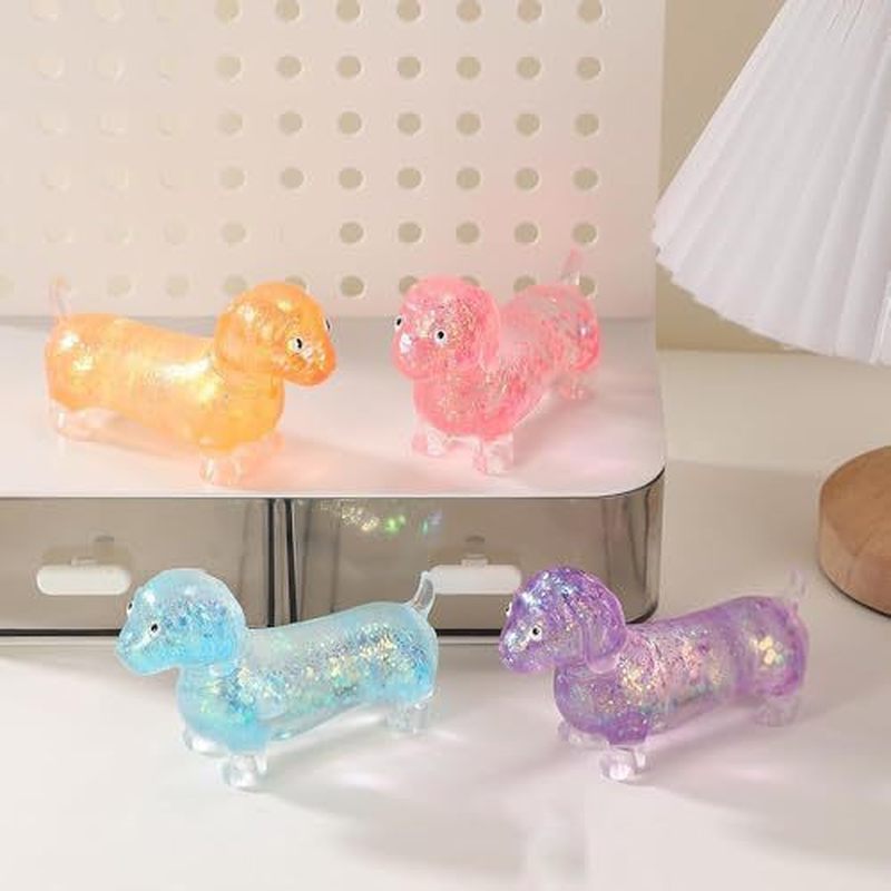 Resin Craft Material - 반짝이 닥스훈트 소프트 스트레치 스퀴즈 가젯