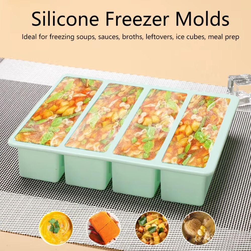 새로운 4칸 대형 식품 보관 용기, 뚜껑 포함 실리콘  - Serving Tray Mold 리뷰 및 가격