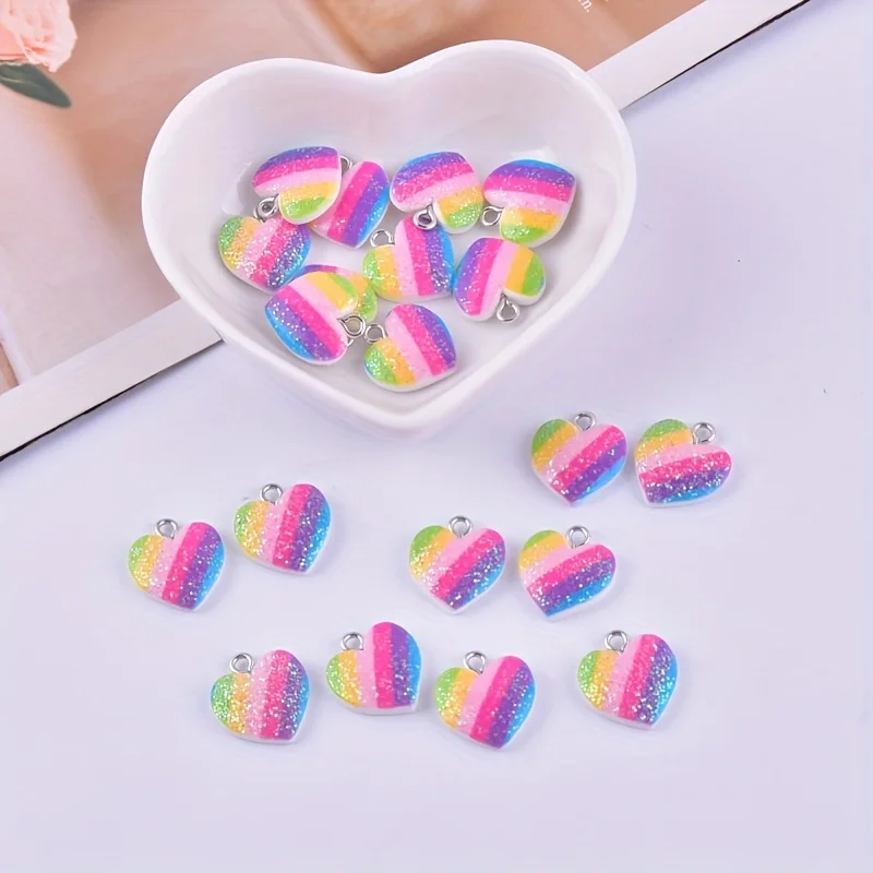 10Pcs 다채로운 하트 수지 참 귀여운 혼합 색상 사 - Resin Crafts Diy 리뷰 및 가격