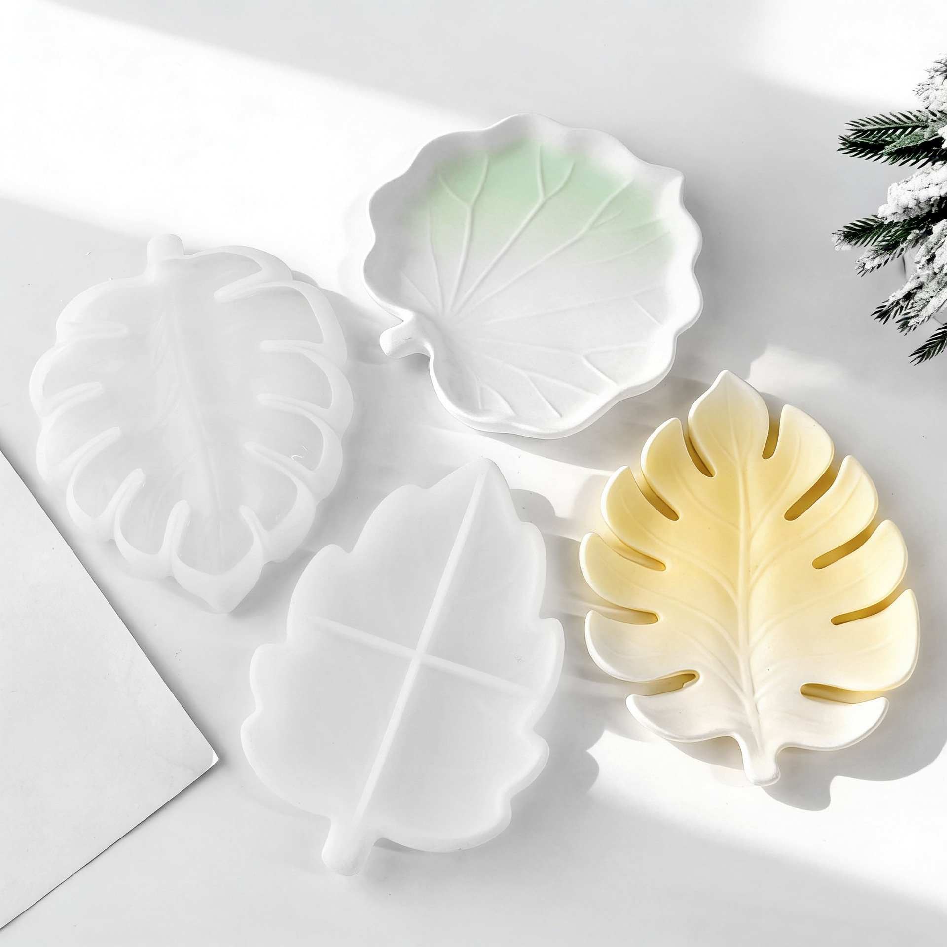 DIY 석고 잎사귀 코스터 실리콘 몰드 기하학적 잎 모 - Serving Tray Mold 리뷰 및 가격