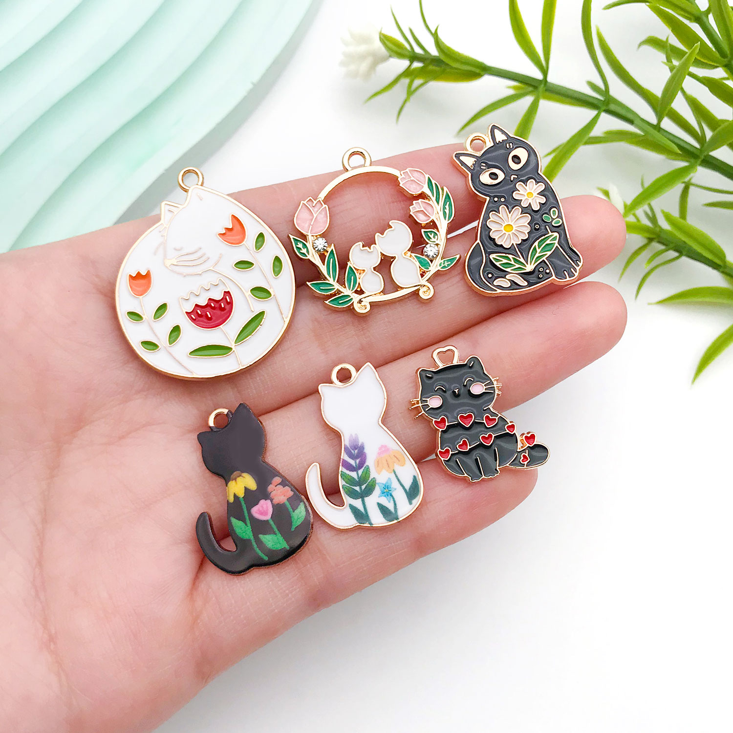 5/10개 수지 인기 고양이 참 세트 - 수제 귀걸이, - Resin Craft Material 리뷰 및 가격